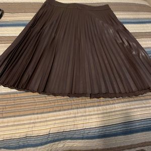 Chocolate Brown  Pleated  Pleather skirt